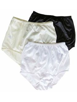 Carole Brand - Women's Classic Nylon Panties Full Cut Briefs - Pack of 3