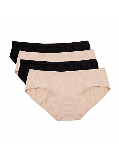 Hesta Women's Organic Cotton Basic Panties Underwear 4 Pack