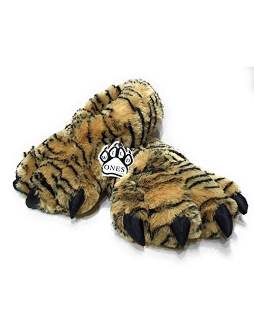Wild Ones Furry Animal Claw Slippers for Toddlers, Kids and Adults