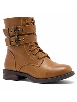 Florence2 Women's Ankle Lace Up Military Combat Booties Mid Calf Boots