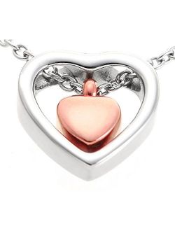 Double Heart Rose Gold Cremation Urn Necklace Pendant Ashes