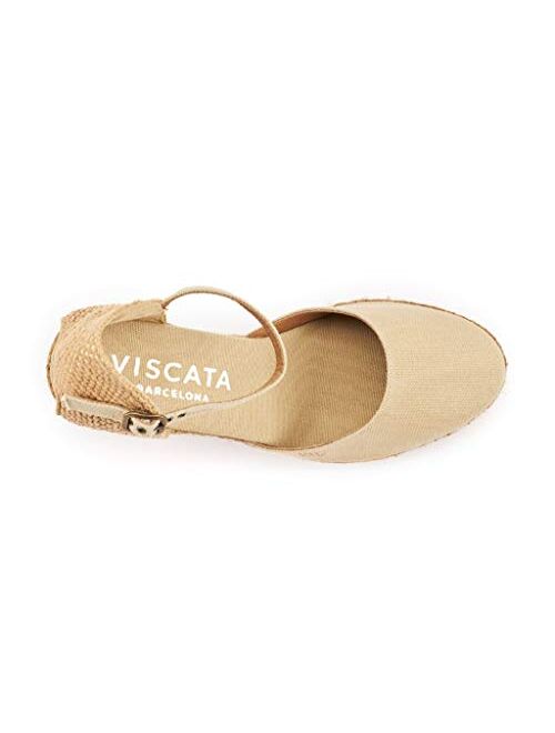 VISCATA Handmade in Spain Satuna 3" Wedge, Ankle-Strap, Closed Toe, Classic Espadrilles Heel