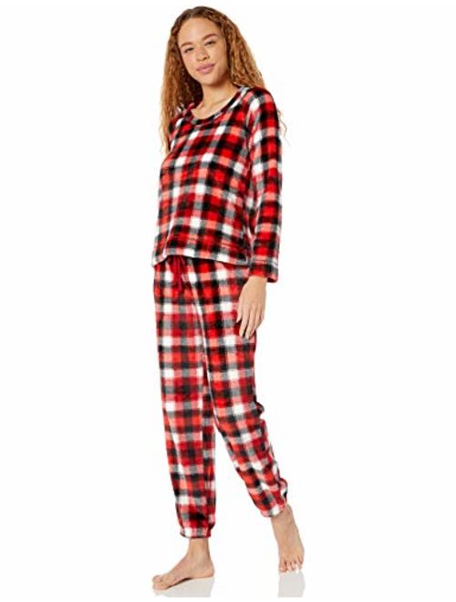 Amazon Brand - Mae Women's Sleepwear Marshmallow Fleece Pullover Top and Jogger Pajama Set