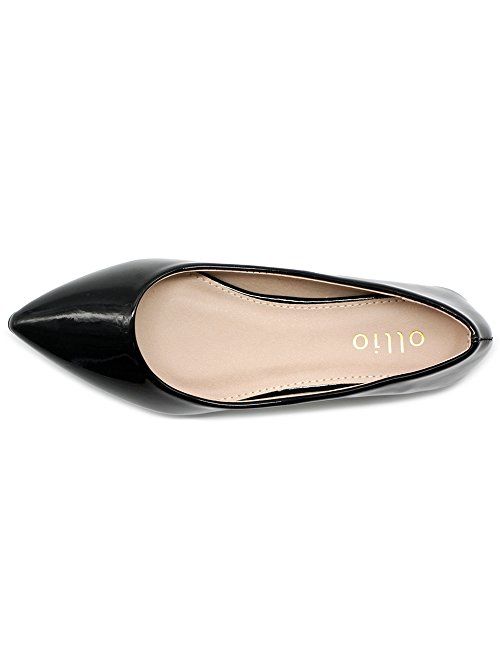 Ollio Women's Shoe Ballet Basic Pointed Toe Comfort Enamel Flat