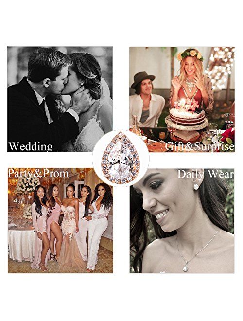 SWEETV Teardrop Bridal Earrings for Wedding, Prom - Elegant Cubic Zirconia Stud Earrings for women, brides, bridesmaids