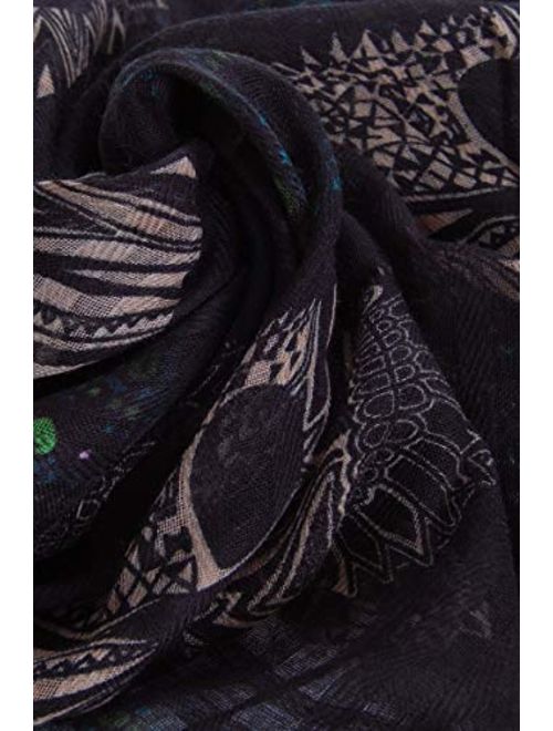 Humble Chic Sugar Skull Scarf for Women - Long Oversized Lightweight Printed Shawl Wrap
