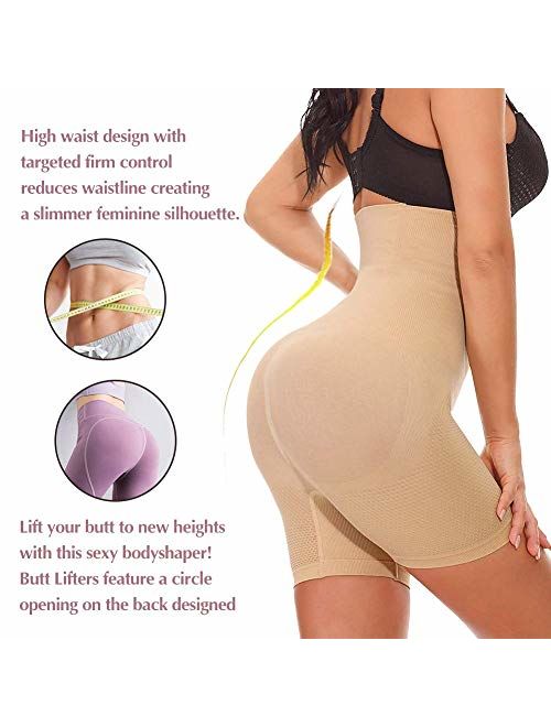 Larry&Marry Women Body Shaper Seamless Butt Lifter Shapewear Hi-Waist Waist Trainer Tummy Control Panty