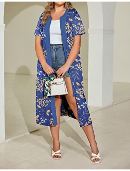 Ekouaer Zipper Front Housecoat Short Sleeve & Half Sleeve Zip Nightgown Long Housedress with Pockets