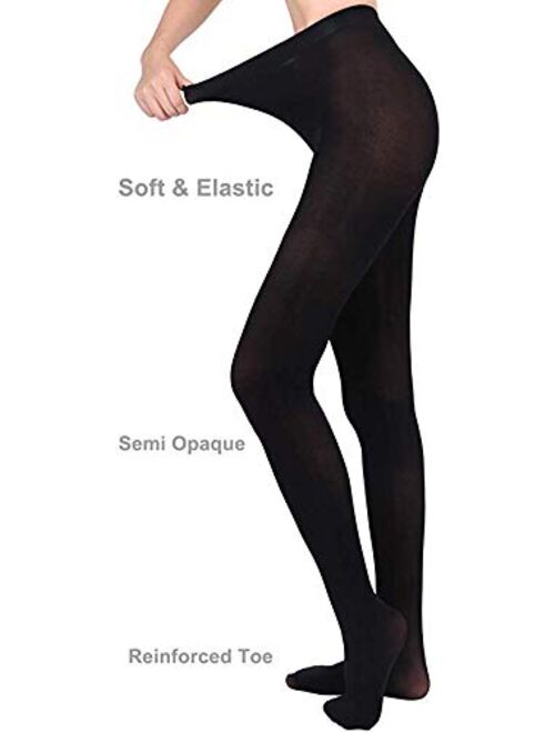HeyUU Women's 80D Semi Opaque Solid Color Soft Footed Pantyhose Tights 1/2/6Pack