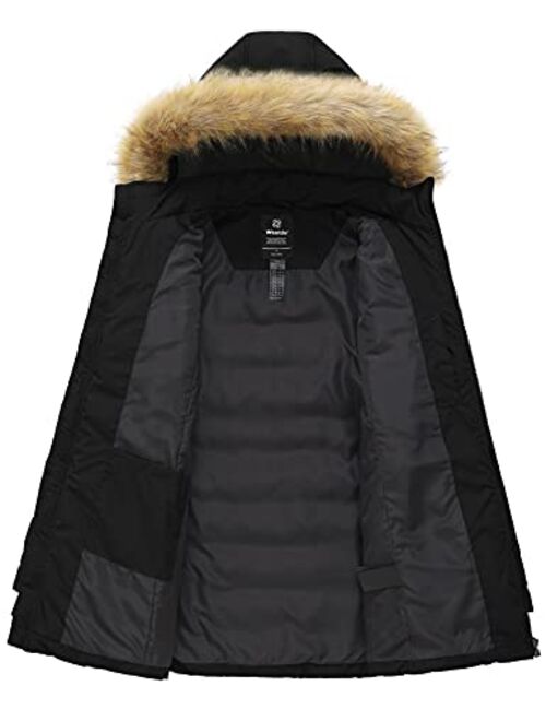 Wantdo Women's Warm Winter Coat Thicken Puffer Coats with Removable Fur Hood