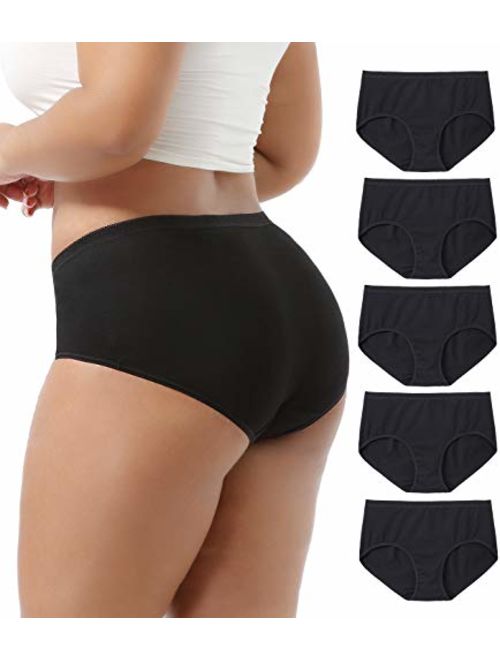 GNEPH Seamless Womens Underwear Cotton High Waist Panties Breathable Ladies Briefs Plus Size Panty S-XXL 