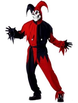 Men's Adult- Red Evil Jester Costume