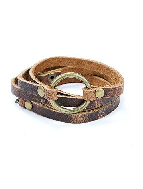 SPUNKYsoul 5 Wrap Leather Circle Bracelet Brown for Women Collection (Brown)