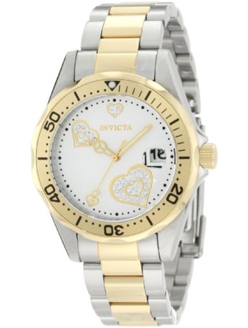 Invicta Women's 12287 Pro Dive Silver Heart Dial Two Tone Stainless Steel Watch