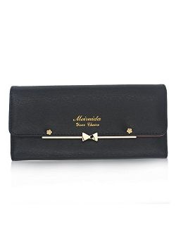 Woolala Women Cute Bowknot Wallet Trifold Large Capacity Long Purse