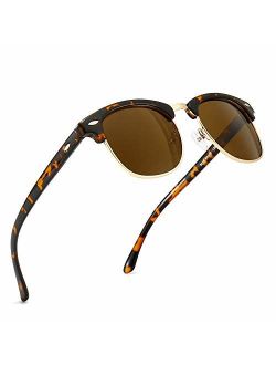SUNGAIT Classic Half Frame Retro Sunglasses with Polarized Lens