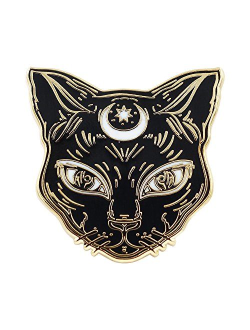 Real Sic Black Cat Enamel Pin - Witch's Cat Lapel Pin - Premium Halloween/Occult/Witch/Tarot/Alchemy Cat Accessory for Jackets, Backpacks, Hats & Tops