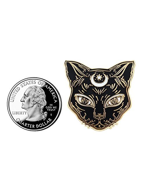 Real Sic Black Cat Enamel Pin - Witch's Cat Lapel Pin - Premium Halloween/Occult/Witch/Tarot/Alchemy Cat Accessory for Jackets, Backpacks, Hats & Tops