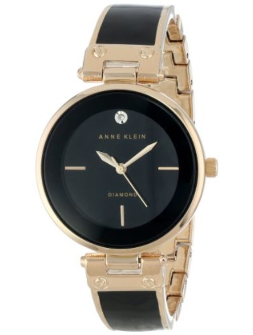 Anne Klein Women's AK/1414BKGB Diamond-Accented Bangle Watch