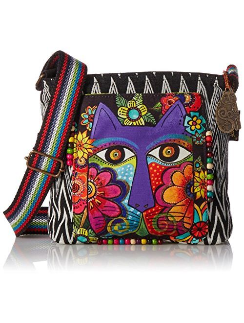 Laurel Burch Crossbody Bag, 13.5 by 4 by 10-Inch, Blossoming Feline
