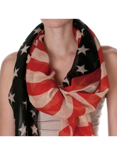Riverberry Womens Vintage American Flag Scarf, American Flag, One Size
