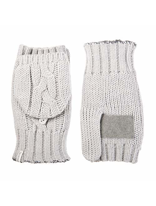isotoner Women's Chunky Cable Knit Flip Top Convertible Gloves, Cold Weather