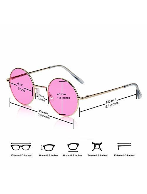 Sunny Pro Retro Round Sunglasses Small Colored Lens Hippie John Lennon Glasses