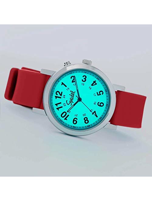 Speidel Medical Scrub Glow Watch - Silicone Band, 24 Hour Marks, Second Hand, Lighted Easy-Read Face