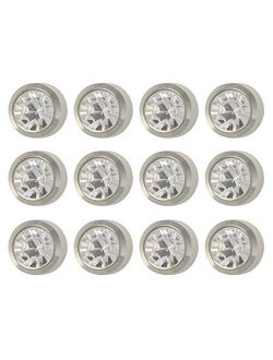 Caflon Surgical Steel White Stone Color 4mm Ear Piercing Earring Studs 12 Pair White Metal