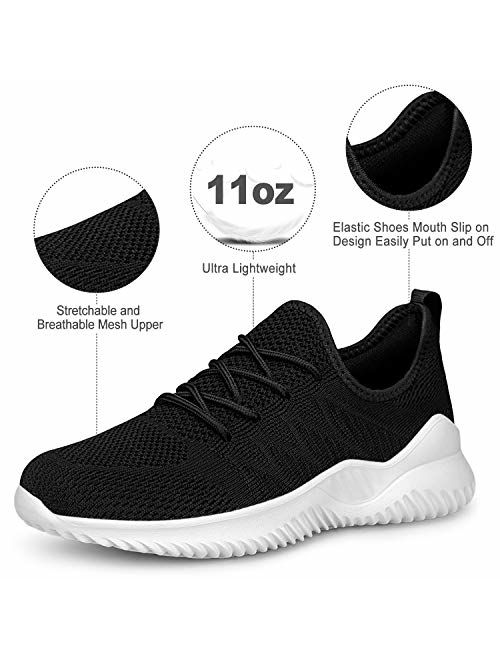 Feethit Womens Slip On Running Shoes with Shoelace Slip Resistant WalkingShoes Lightweight Workout Fashion Sneakers