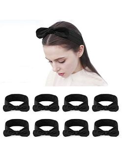 Habibee Women Headbands Turban Headwraps Hair Band Bows Accessories for Fashion Or Sport (Solid Color 8pcs)