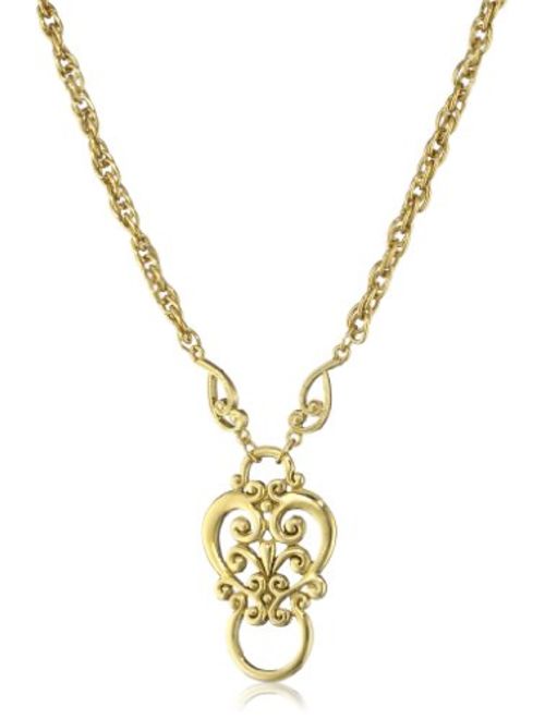1928 Jewelry Heart Eyeglass Holder Pendant Necklace, 28"