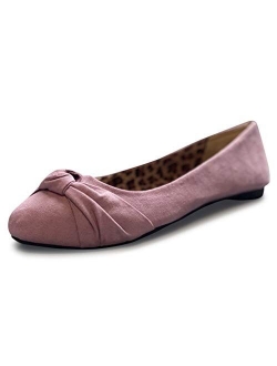 Women's Knotted Front Canvas Round Toe Ballet Flats-Comfortable Cute Dress Flats