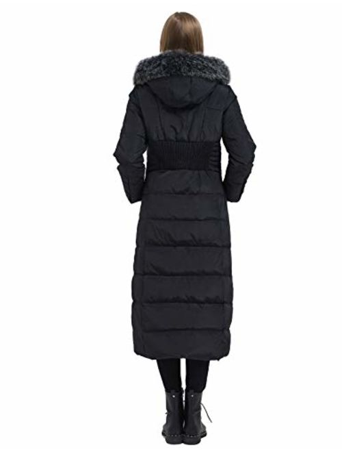 ilishop Women's Thickened Maxi Down Jackets- Hooded Long Down Jacket Winter Parka Puffer Coat