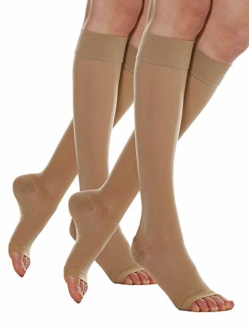 Relaxsan Basic 850A - open-toe moderate support knee high socks 15-20 mmHg, 100% Made in Italy