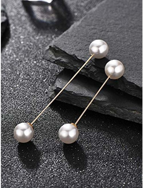 Chuangdi 4 Pieces White Black Sweater Shawl Clip Double Faux Pearl Brooches Safety Pins for Women Girls Clothing Decoration