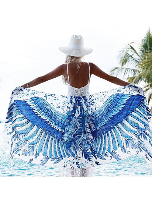 Bird feathers Hand Painted & Printed Pure Cotton Shawl Scarf