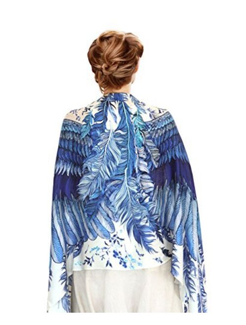 Bird feathers Hand Painted & Printed Pure Cotton Shawl Scarf