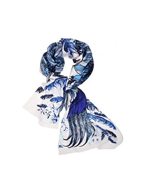 Bird feathers Hand Painted & Printed Pure Cotton Shawl Scarf