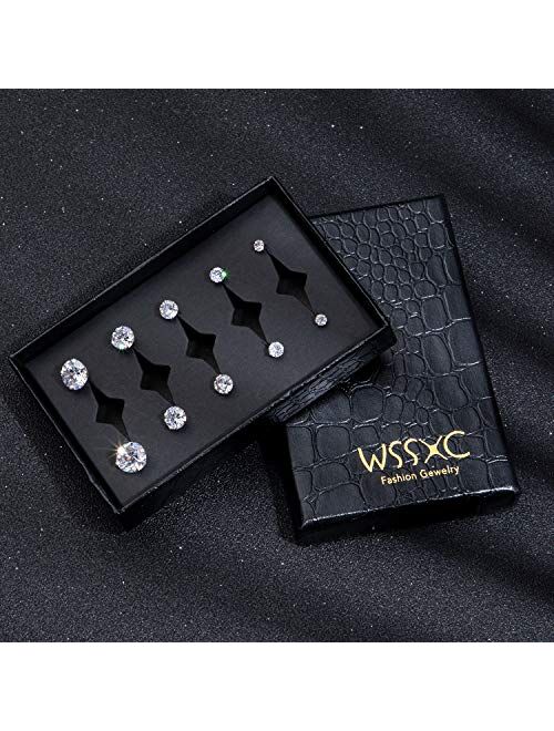 Cubic Zirconia Hypoallergenic Stud Earrings for Women Men Girls Statement Cartilage Fashion Surgical Steel Helix Earrings 5 Pairs