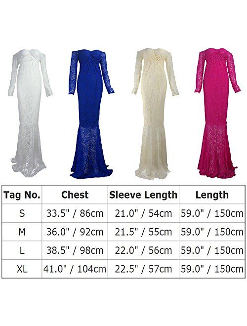 Pregnant Women Mermaid Long Maxi Off Shoulder Gown Photo Shoot Maternity V Neck Lace Dress Baby Shower