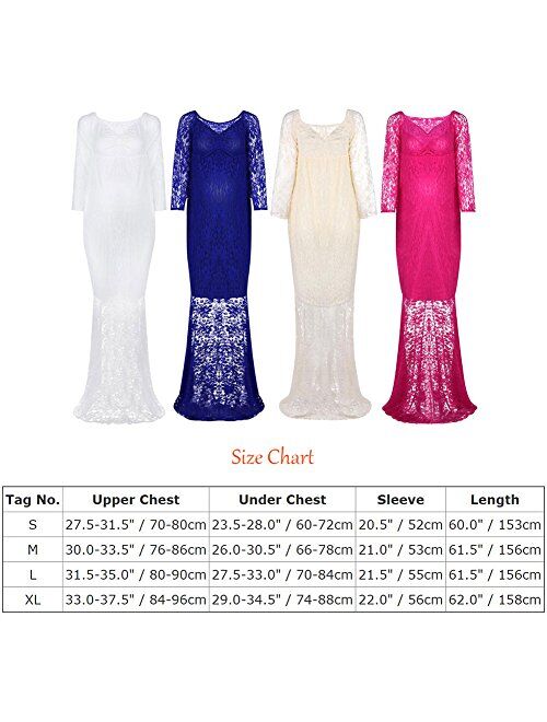 Mermaid Women's Off Shoulder V Neck Long Sleeve Lace Maternity Gown Maxi Photography Dress Baby Shower Photo Shoot