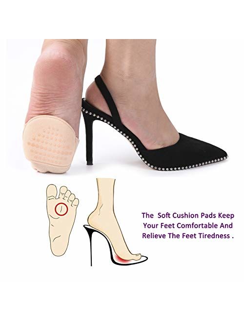 Flammi 6 Pairs Women's Toe Cover with Padding Toe Topper Liner Socks Non-Skid Bottom