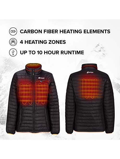 Venture Heat Women's Heated Jacket with Battery Pack - Insulated Electric Coat, Windproof, Traverse 2.0