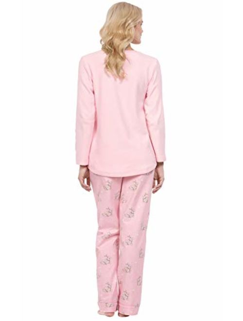 PajamaGram Soft Fleece Pajamas Women - Cozy Pajamas for Women, Pink