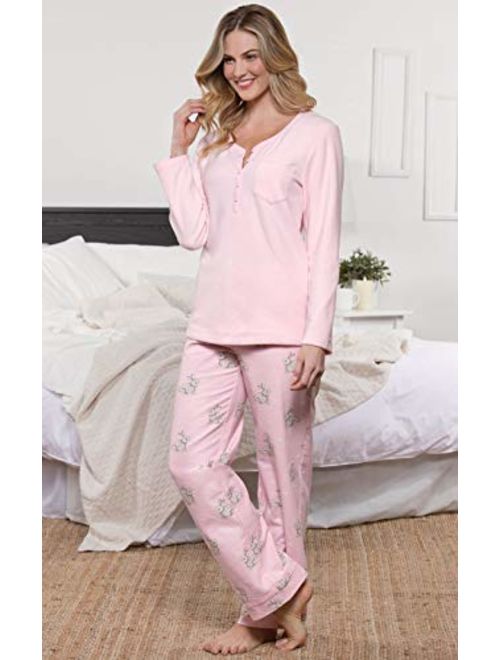 PajamaGram Soft Fleece Pajamas Women - Cozy Pajamas for Women, Pink