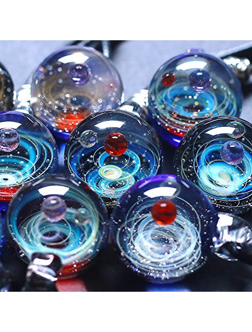 Pavaruni Original Galaxy Pendant Necklace, Universe Glass, Space Cosmos Design,Birthday Art Japan Handmade Craftsman