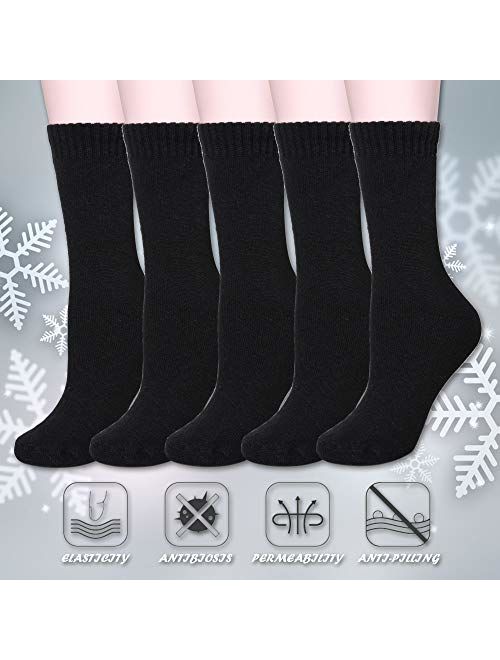 Color City Women's Super Thick Soft Knit Wool Warm Winter Crew Socks - 5 Pack