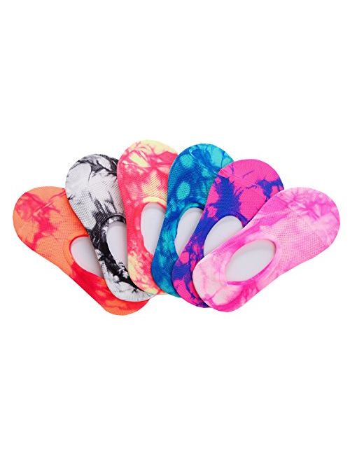 6 Pair Colorful Pattern No Show Liner Socks For Women