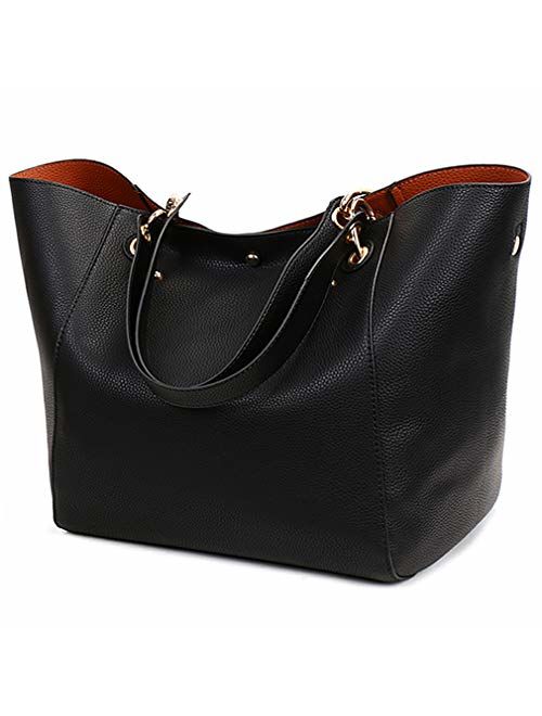 Pahajim Women PU Leather Purses and Handbags Tote Bag Bucket Purses Business Handbags Top Handle Satchel Handbags for Women 